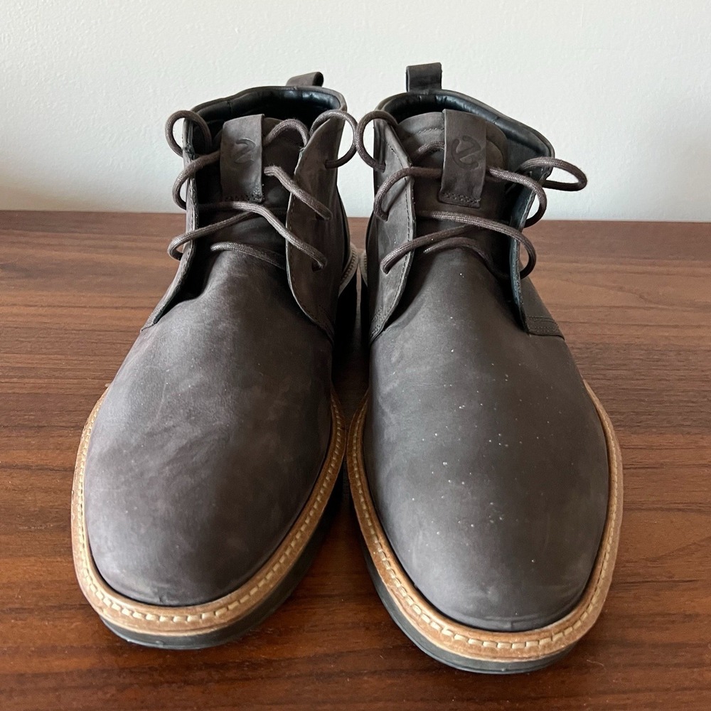 ECCO Leather Chukka Boots Brown Lace Up Casual Comfort Men's EU 44 - Picture 5 of 9
